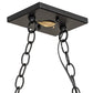 Meyda Lighting Buffalo at Lake 48" 6-Light Textured Black Island Pendant Light With Silver Mica Shade Glass