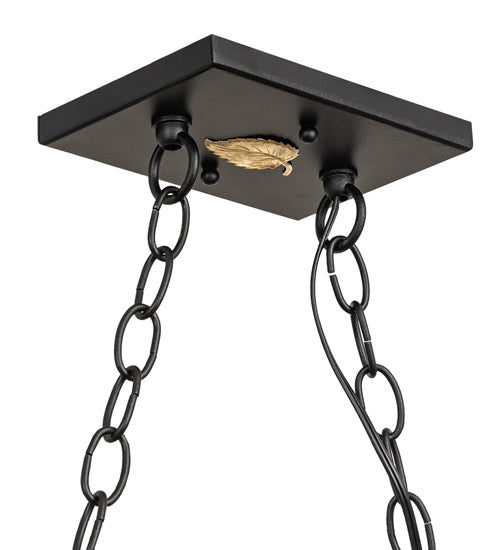 Meyda Lighting Buffalo at Lake 48" 6-Light Textured Black Island Pendant Light With Silver Mica Shade Glass