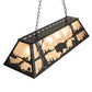 Meyda Lighting Buffalo at Lake 48" 6-Light Textured Black Island Pendant Light With Silver Mica Shade Glass