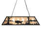 Meyda Lighting Buffalo at Lake 48" 6-Light Textured Black Island Pendant Light With Silver Mica Shade Glass