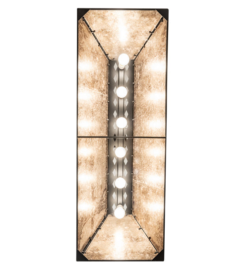 Meyda Lighting Buffalo at Lake 48" 6-Light Textured Black Island Pendant Light With Silver Mica Shade Glass