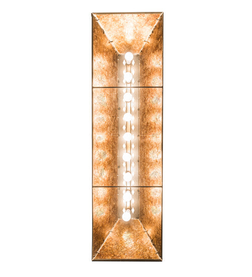 Meyda Lighting Buffalo at Lake 60" 9-Light Antique Copper Island Pendant Light With Amber Mica Shade Glass