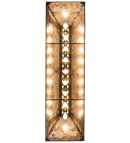 Meyda Lighting Buffalo at Lake 60" 9-Light Antique Copper Island Pendant Light With Silver Mica Shade Glass