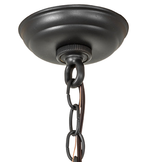 Meyda Lighting Buffalo at Lake 60" 9-Light Wrought Iron Island Pendant Light With Amber Mica Shade Glass