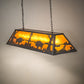 Meyda Lighting Buffalo at Lake 60" 9-Light Wrought Iron Island Pendant Light With Amber Mica Shade Glass