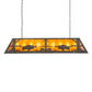 Meyda Lighting Buffalo at Lake 60" 9-Light Wrought Iron Island Pendant Light With Amber Mica Shade Glass