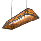 Meyda Lighting Buffalo at Lake 60" 9-Light Wrought Iron Island Pendant Light With Amber Mica Shade Glass