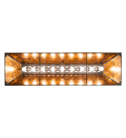 Meyda Lighting Buffalo at Lake 60" 9-Light Wrought Iron Island Pendant Light With Amber Mica Shade Glass
