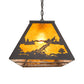 Meyda Lighting Buffalo at Lake 60" 9-Light Wrought Iron Island Pendant Light With Amber Mica Shade Glass