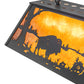 Meyda Lighting Buffalo at Lake 60" 9-Light Wrought Iron Island Pendant Light With Amber Mica Shade Glass