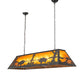 Meyda Lighting Buffalo at Lake 60" 9-Light Wrought Iron Island Pendant Light With Amber Mica Shade Glass