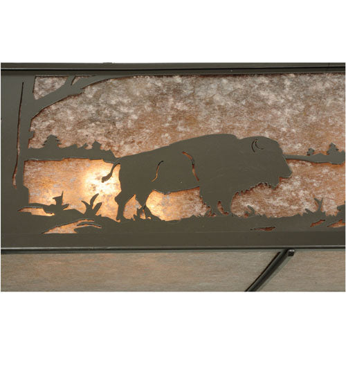 Meyda Lighting Buffalo at Lake 61" 9-Light Timeless Bronze Island Pendant Light With Silver Mica Shade Glass