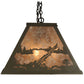 Meyda Lighting Buffalo at Lake 61" 9-Light Timeless Bronze Island Pendant Light With Silver Mica Shade Glass