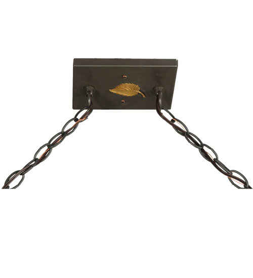 Meyda Lighting Buffalo at Lake 61" 9-Light Timeless Bronze Island Pendant Light With Silver Mica Shade Glass