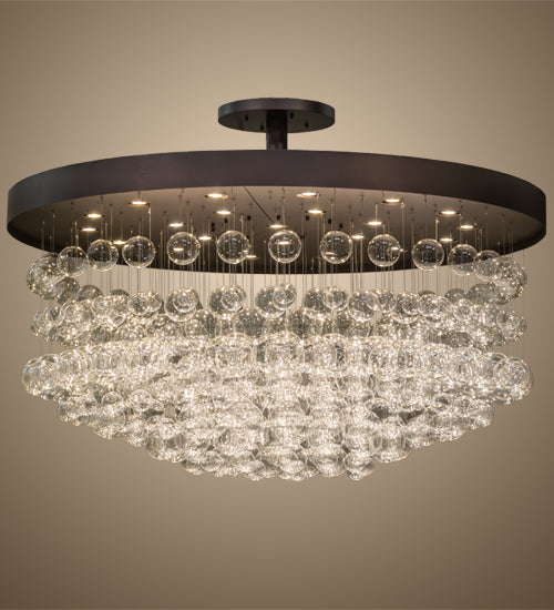 Meyda Lighting Bulle 72" 22-Light LED Mahogany Bronze Semi-flush Mount Light With Clear Shade Glass