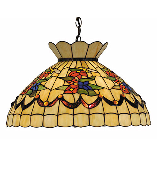 Meyda Lighting Bumble Bee 20" 3-Light Mahogany Bronze Pendant Light With Multi-Colored Shade Glass