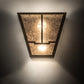 Meyda Lighting Bungalow 13" 2-Light Antique Copper Valley View Wall Sconce With Silver Mica Shade Glass