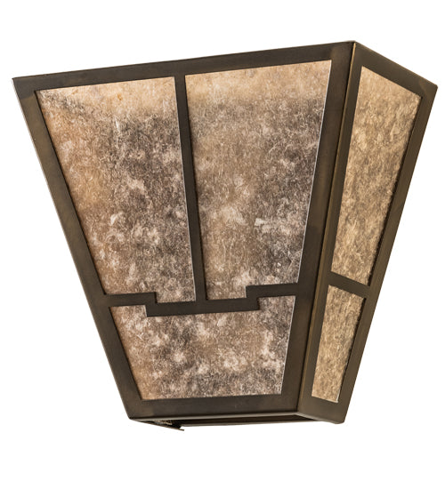 Meyda Lighting Bungalow 13" 2-Light Antique Copper Valley View Wall Sconce With Silver Mica Shade Glass