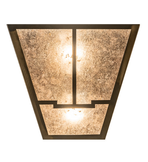 Meyda Lighting Bungalow 13" 2-Light Antique Copper Valley View Wall Sconce With Silver Mica Shade Glass