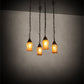 Meyda Lighting Bungalow 15"Sq 4-Light Craftsman Brown Cascading Pendant Light With Gold Iridescent Shade Glass