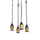 Meyda Lighting Bungalow 15"Sq 4-Light Craftsman Brown Cascading Pendant Light With Gold Iridescent Shade Glass