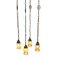 Meyda Lighting Bungalow 15"Sq 4-Light Craftsman Brown Cascading Pendant Light With Gold Iridescent Shade Glass