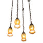 Meyda Lighting Bungalow 15"Sq 4-Light Craftsman Brown Cascading Pendant Light With Gold Iridescent Shade Glass