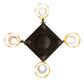 Meyda Lighting Bungalow 15"Sq 4-Light Craftsman Brown Cascading Pendant Light With Gold Iridescent Shade Glass