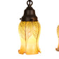 Meyda Lighting Bungalow 15"Sq 4-Light Craftsman Brown Cascading Pendant Light With Gold Iridescent Shade Glass