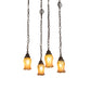 Meyda Lighting Bungalow 15"Sq 4-Light Craftsman Brown Cascading Pendant Light With Gold Iridescent Shade Glass
