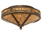 Meyda Lighting Bungalow 16" 2-Light Antique Copper Flush Mount Light With Amber Mica Shade Glass