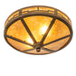 Meyda Lighting Bungalow 16" 2-Light Antique Copper Flush Mount Light With Amber Mica Shade Glass