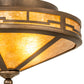 Meyda Lighting Bungalow 16" 2-Light Antique Copper Flush Mount Light With Amber Mica Shade Glass