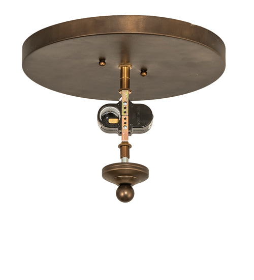Meyda Lighting Bungalow 16" 2-Light Antique Copper Flush Mount Light With Amber Mica Shade Glass