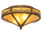 Meyda Lighting Bungalow 16" 2-Light Antique Copper Flush Mount Light With Amber Mica Shade Glass