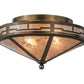 Meyda Lighting Bungalow 16" 2-Light Antique Copper Valley View Flush Mount Light With Silver Mica Shade Glass