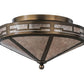 Meyda Lighting Bungalow 16" 2-Light Antique Copper Valley View Flush Mount Light With Silver Mica Shade Glass