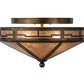 Meyda Lighting Bungalow 16" 2-Light Antique Copper Valley View Flush Mount Light With Silver Mica Shade Glass