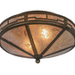 Meyda Lighting Bungalow 16" 2-Light Antique Copper Valley View Flush Mount Light With Silver Mica Shade Glass