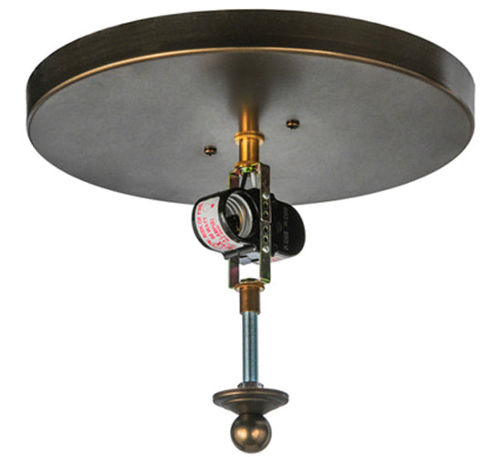 Meyda Lighting Bungalow 16" 2-Light Antique Copper Valley View Flush Mount Light With Silver Mica Shade Glass