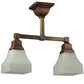 Meyda Lighting Bungalow 17" 2-Light Burnished Copper Semi-flush Mount Ceiling Light With White Alabaster Shade Glass