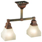 Meyda Lighting Bungalow 17" 2-Light Burnished Copper Semi-flush Mount Ceiling Light With White Alabaster Shade Glass