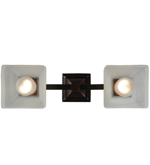 Meyda Lighting Bungalow 17" 2-Light Burnished Copper Semi-flush Mount Ceiling Light With White Alabaster Shade Glass