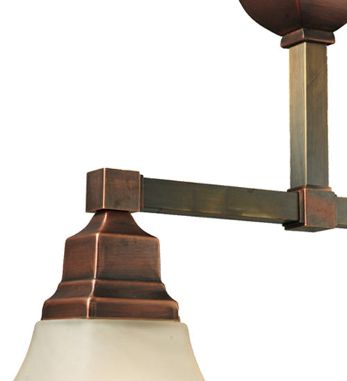 Meyda Lighting Bungalow 17" 2-Light Burnished Copper Semi-flush Mount Ceiling Light With White Alabaster Shade Glass