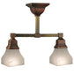 Meyda Lighting Bungalow 17" 2-Light Burnished Copper Semi-flush Mount Ceiling Light With White Alabaster Shade Glass