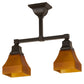 Meyda Lighting Bungalow 17" 2-Light Timeless Bronze Semi-flush Mount Light With Frosted Amber Shade Glass