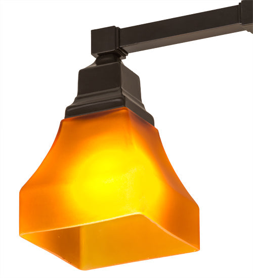 Meyda Lighting Bungalow 17" 2-Light Timeless Bronze Semi-flush Mount Light With Frosted Amber Shade Glass
