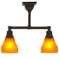 Meyda Lighting Bungalow 17" 2-Light Timeless Bronze Semi-flush Mount Light With Frosted Amber Shade Glass