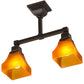 Meyda Lighting Bungalow 17" 2-Light Timeless Bronze Semi-flush Mount Light With Frosted Amber Shade Glass
