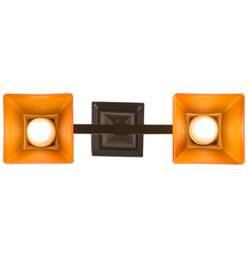 Meyda Lighting Bungalow 17" 2-Light Timeless Bronze Semi-flush Mount Light With Frosted Amber Shade Glass